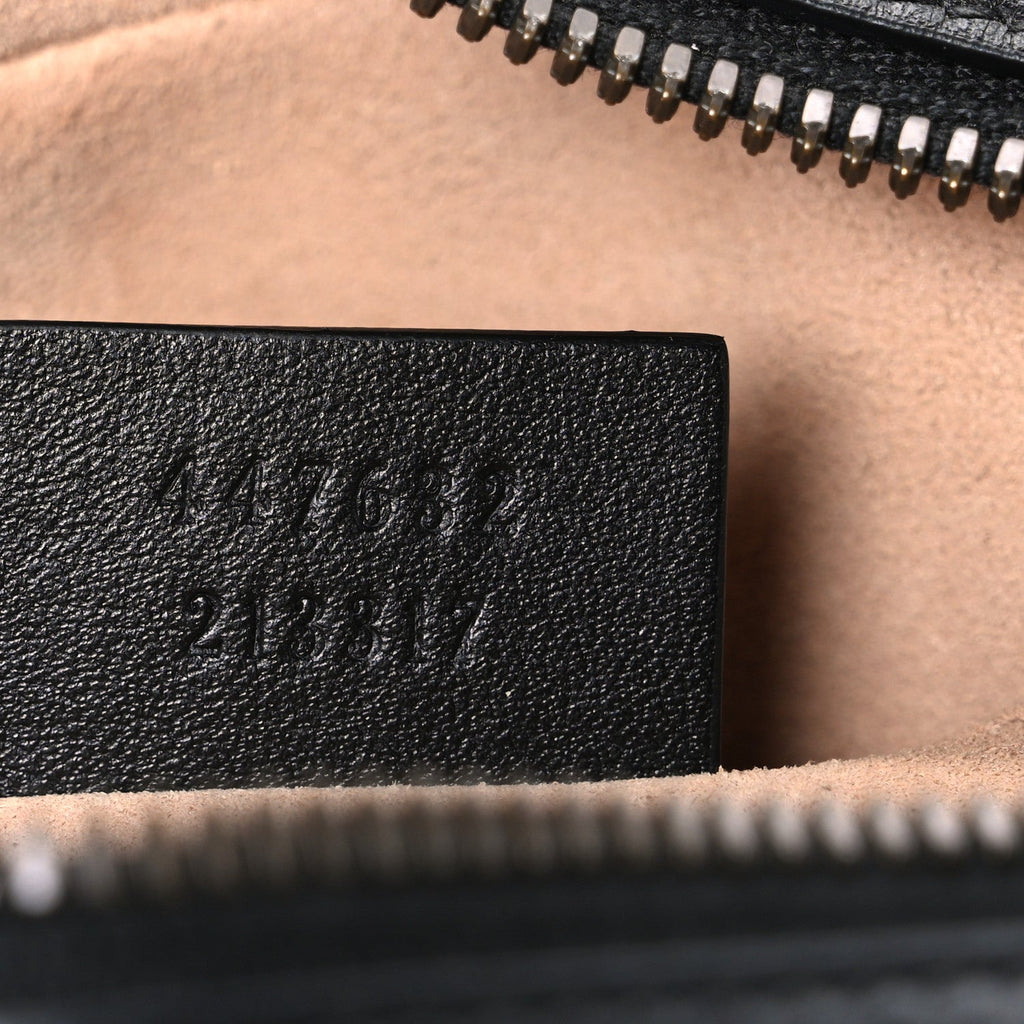 Gucci Calfskin Matelasse Small GG Marmont Chain Shoulder Bag Black