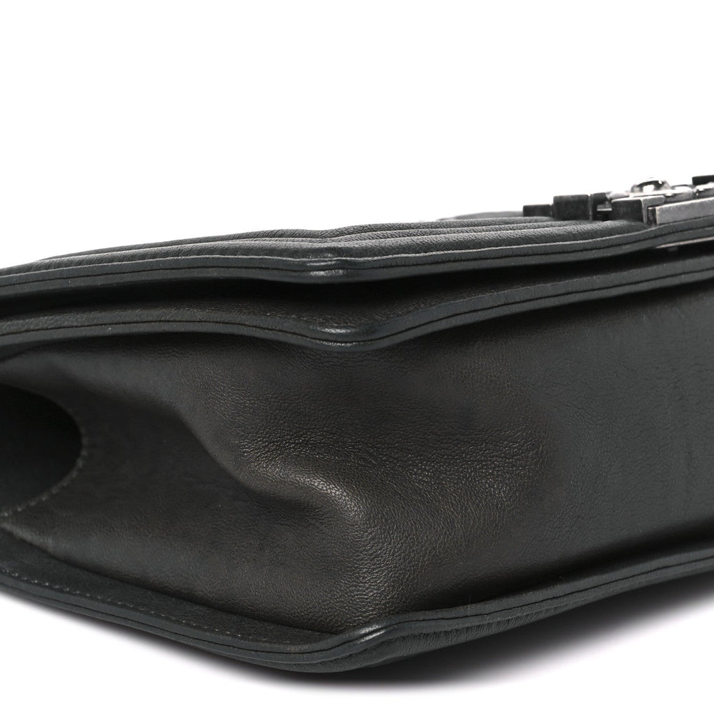 Chanel Crumpled Lambskin Medium Studded Boy Flap Black