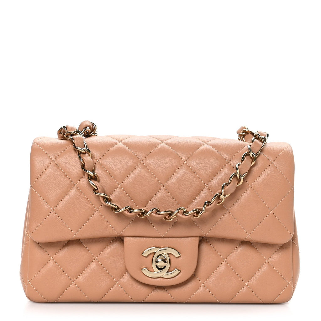Chanel Lambskin Quilted Mini Rectangular Flap Brown