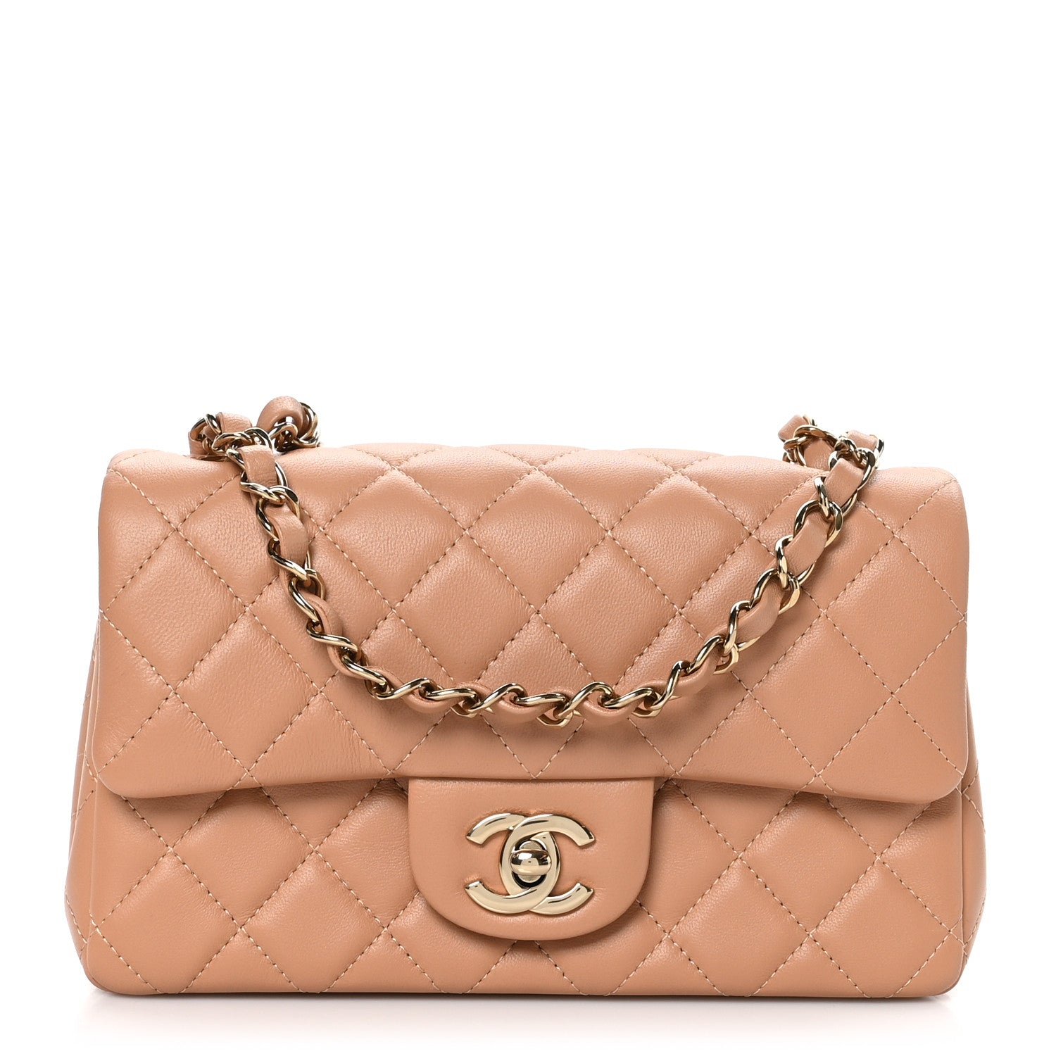 Chanel Lambskin Quilted Mini Rectangular Flap Brown
