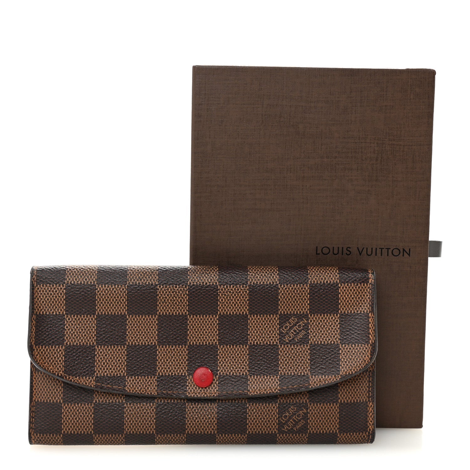 Louis Vuitton Damier Ebene Emilie Wallet Red