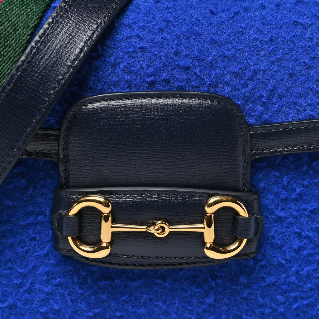 Gucci Casy Wool Azalea Calfskin Mini Horsebit 1955 Shoulder Bag Blue China