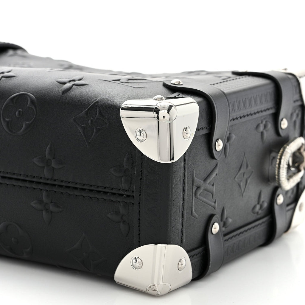 Louis Vuitton Calfskin Debossed Monogram Side Trunk Black