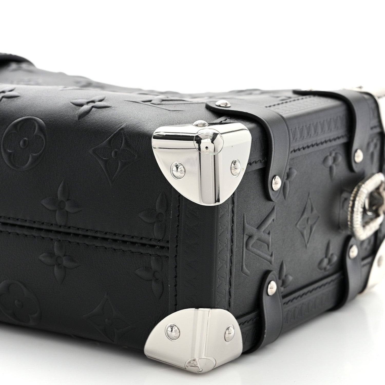 Louis Vuitton Calfskin Debossed Monogram Side Trunk Black