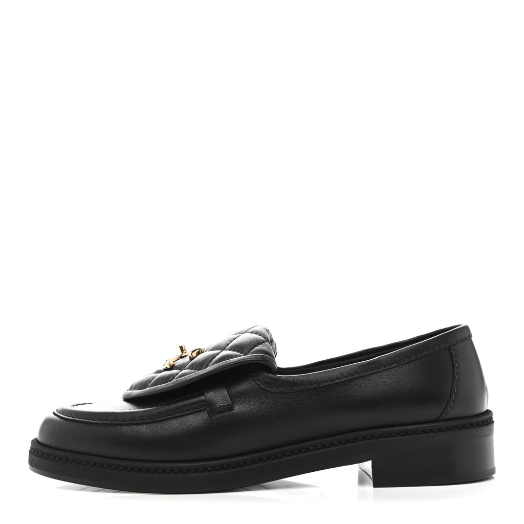 Lambskin Quilted CC Turnlock Loafers 37.5 Black
