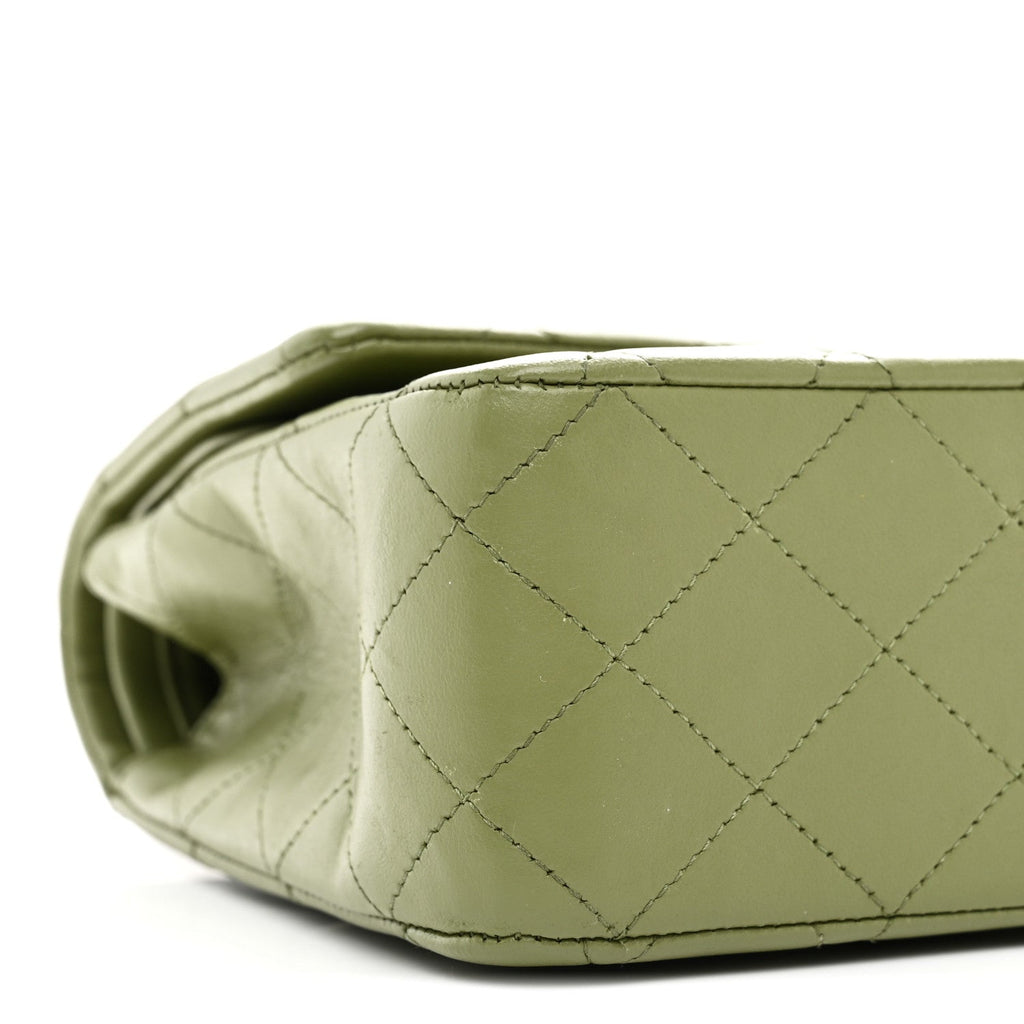 Chanel Lambskin Quilted Medium Double Flap Green