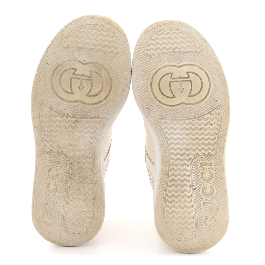 Gucci Calfskin GG Tennis Embossed Perforated Womens Platform 55mm Sneakers 37 Great White