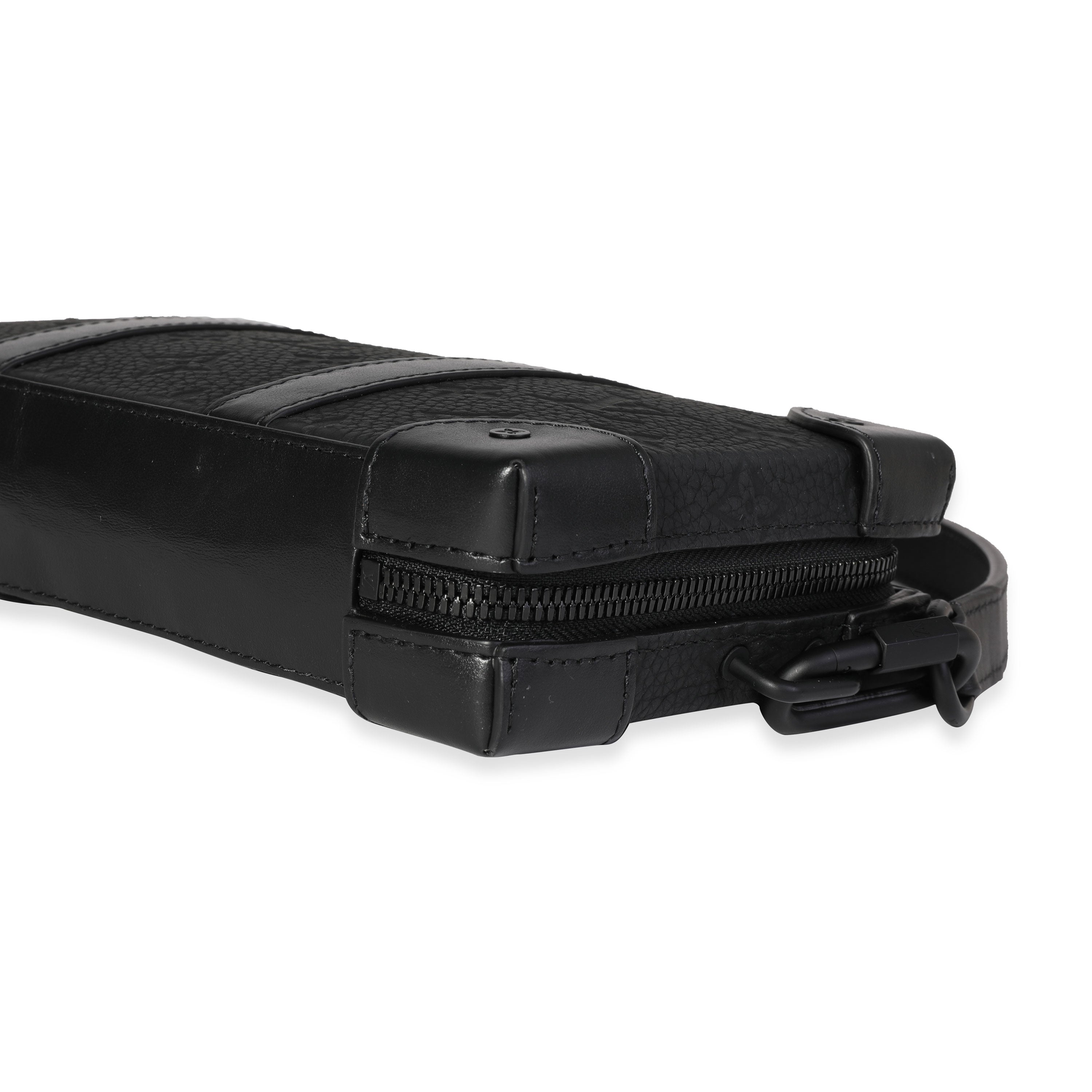 Louis Vuitton Black Monogram Embossed Taurillon Leather Soft Trunk Wallet