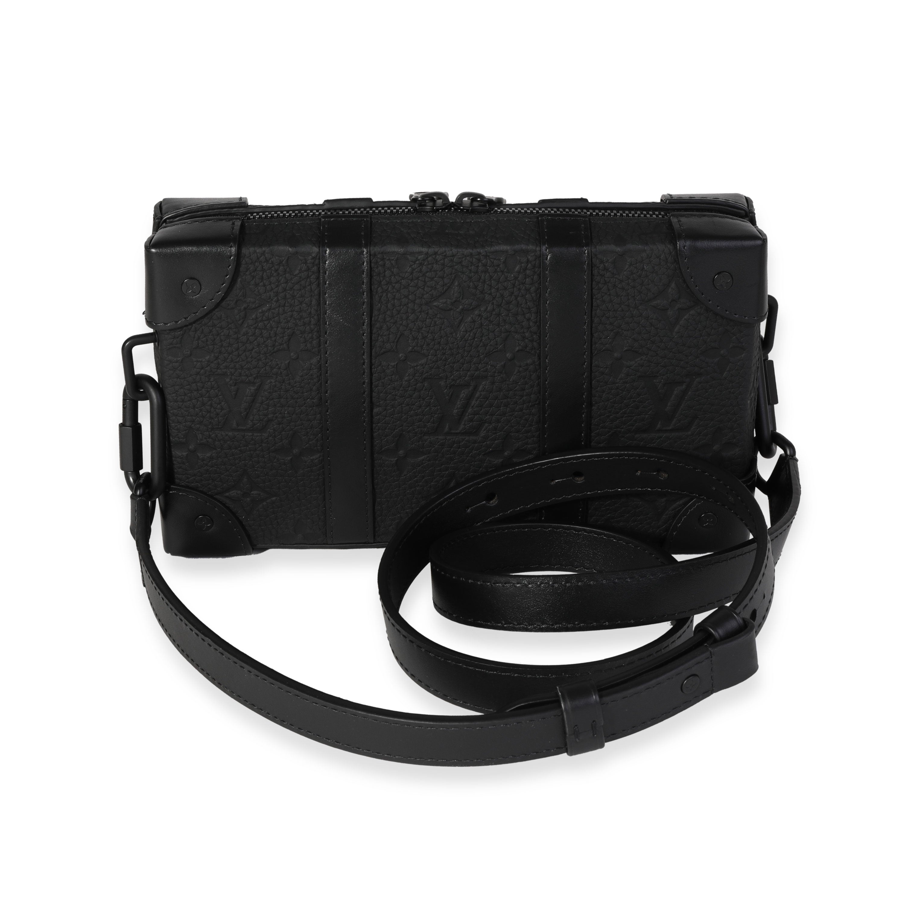 Louis Vuitton Black Monogram Embossed Taurillon Leather Soft Trunk Wallet