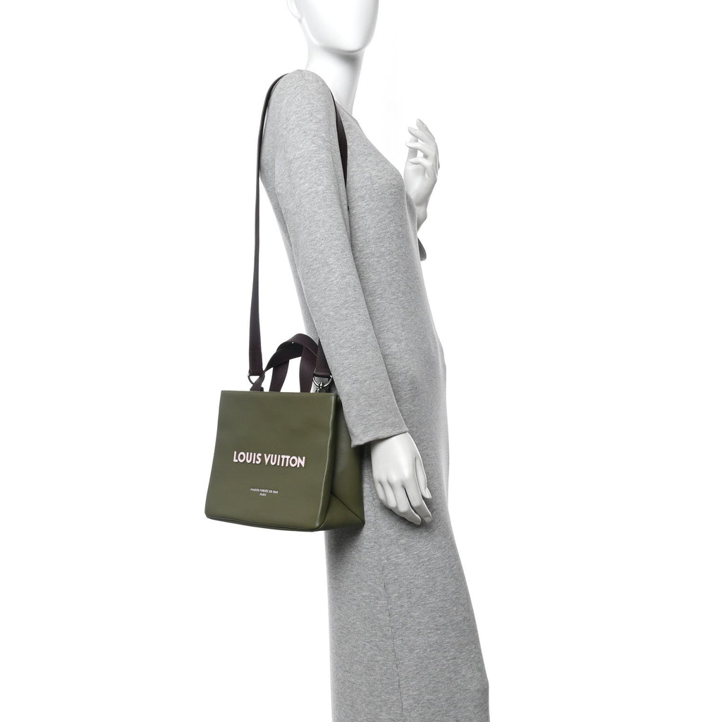Louis Vuitton Calfskin Mini Shopper Tote Khaki Green