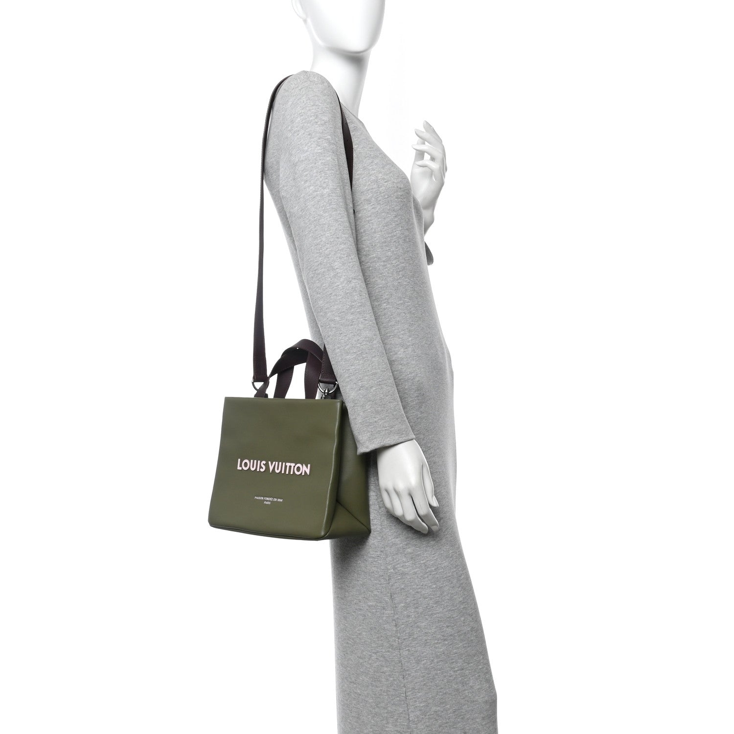 Louis Vuitton Calfskin Mini Shopper Tote Khaki Green