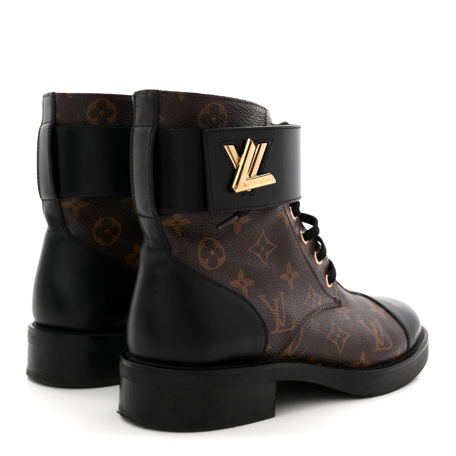 Louis Vuitton Calfskin Monogram Wonderland Flat Ranger Boots 39 Black