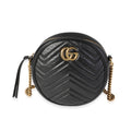 Gucci Black Matelassé GG Marmont Mini Round Shoulder Bag