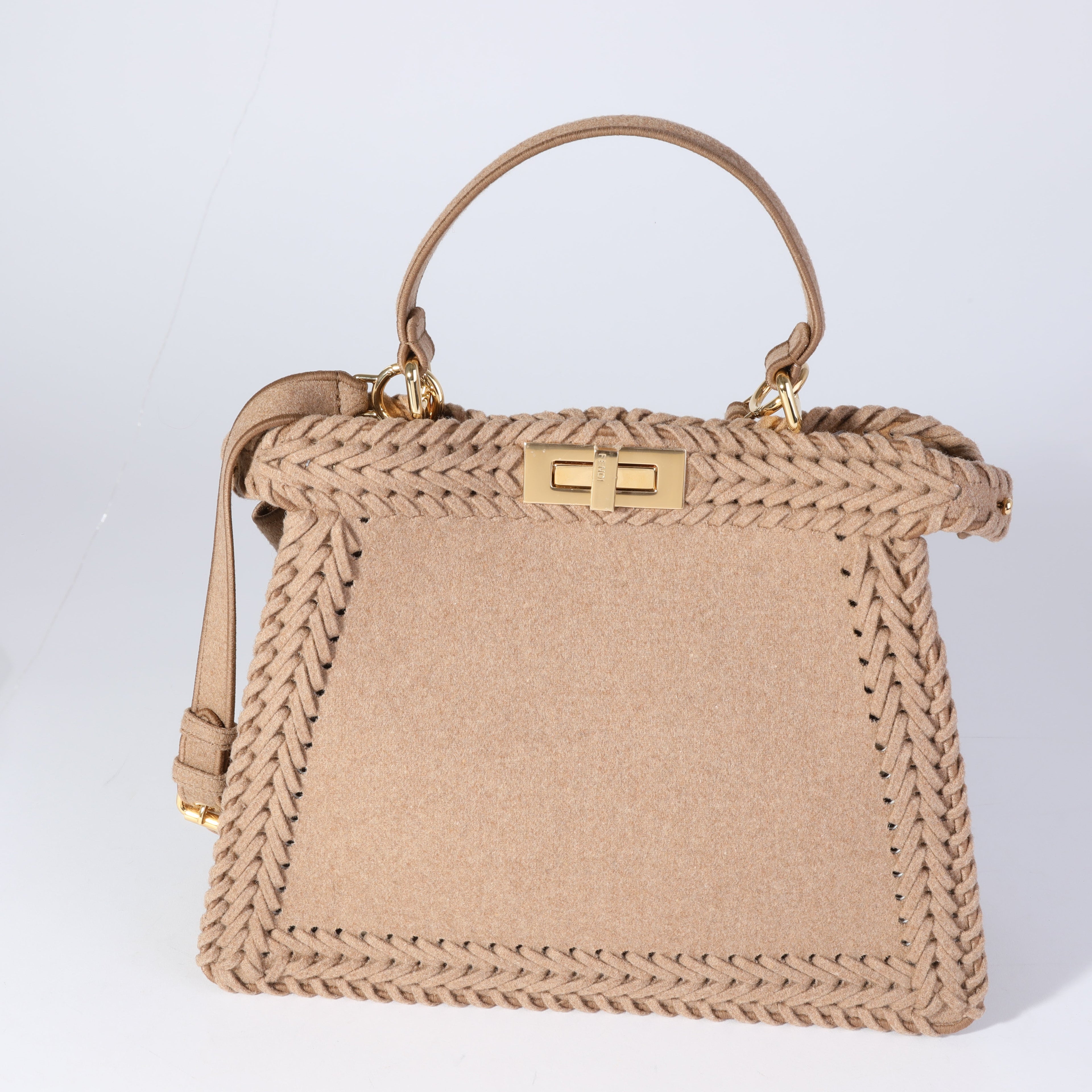FENDI Beige Flannel Medium Peekaboo ISeeU Bag