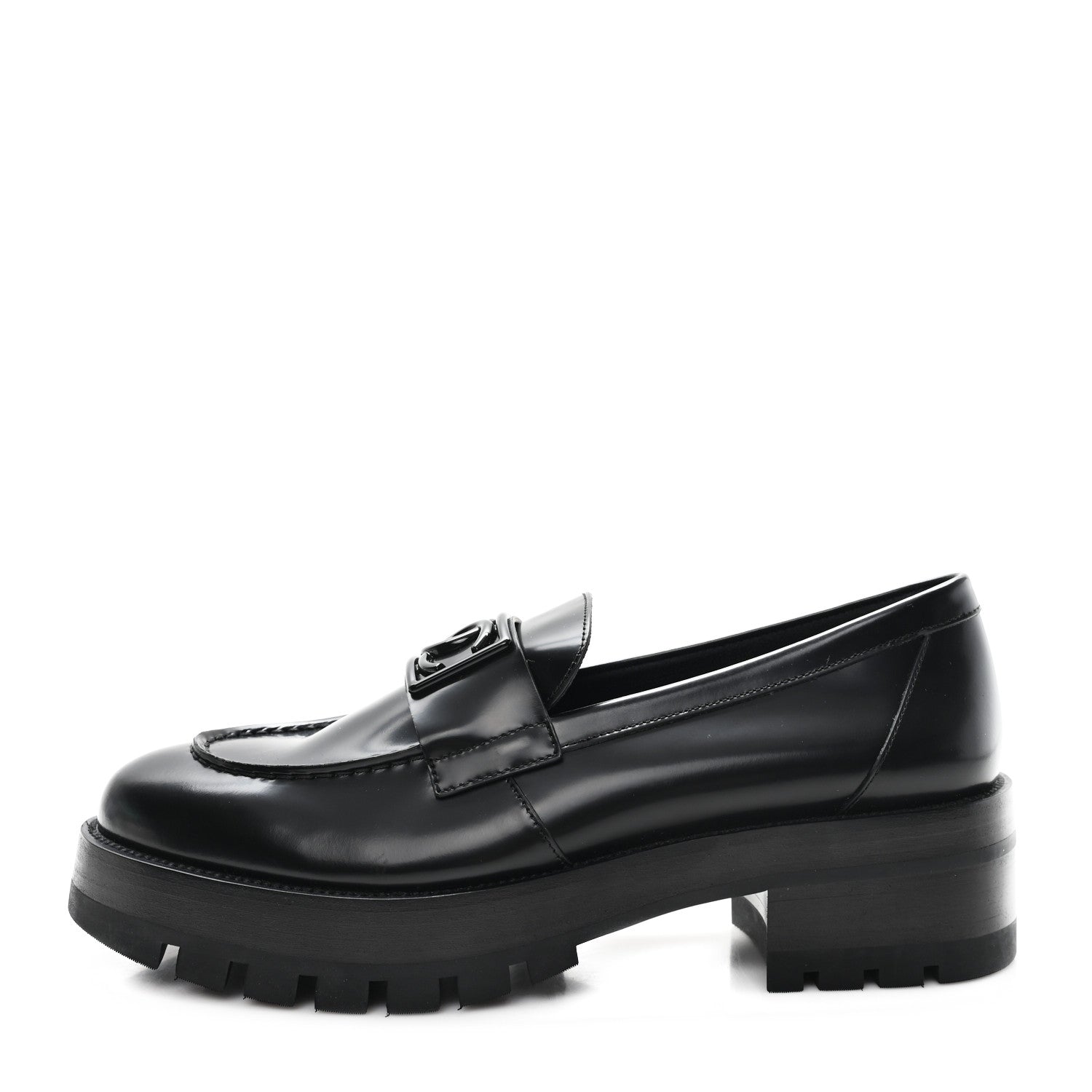 Calfskin Metal CC Loafers 40.5 Black