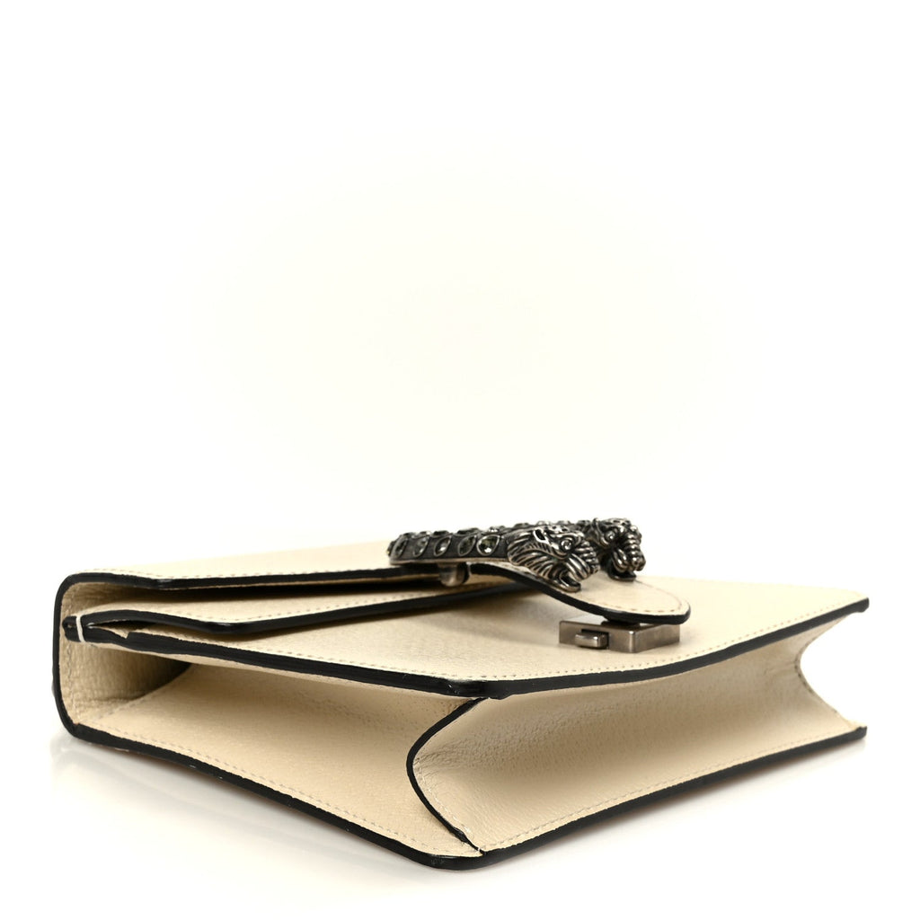 Gucci Textured Calfskin Crystal Mini Dionysus Shoulder Bag Mystic White