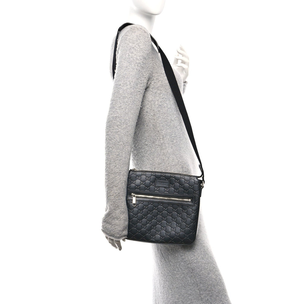 Gucci Guccissima Signature Small Messenger Bag Black