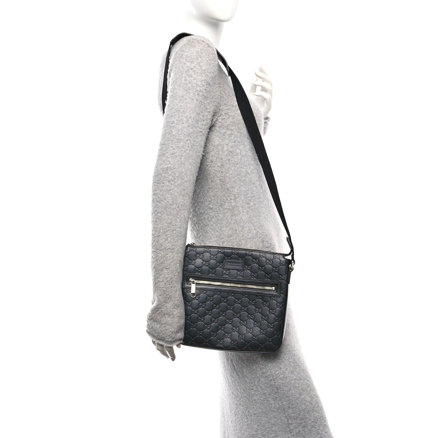 Gucci Guccissima Signature Small Messenger Bag Black