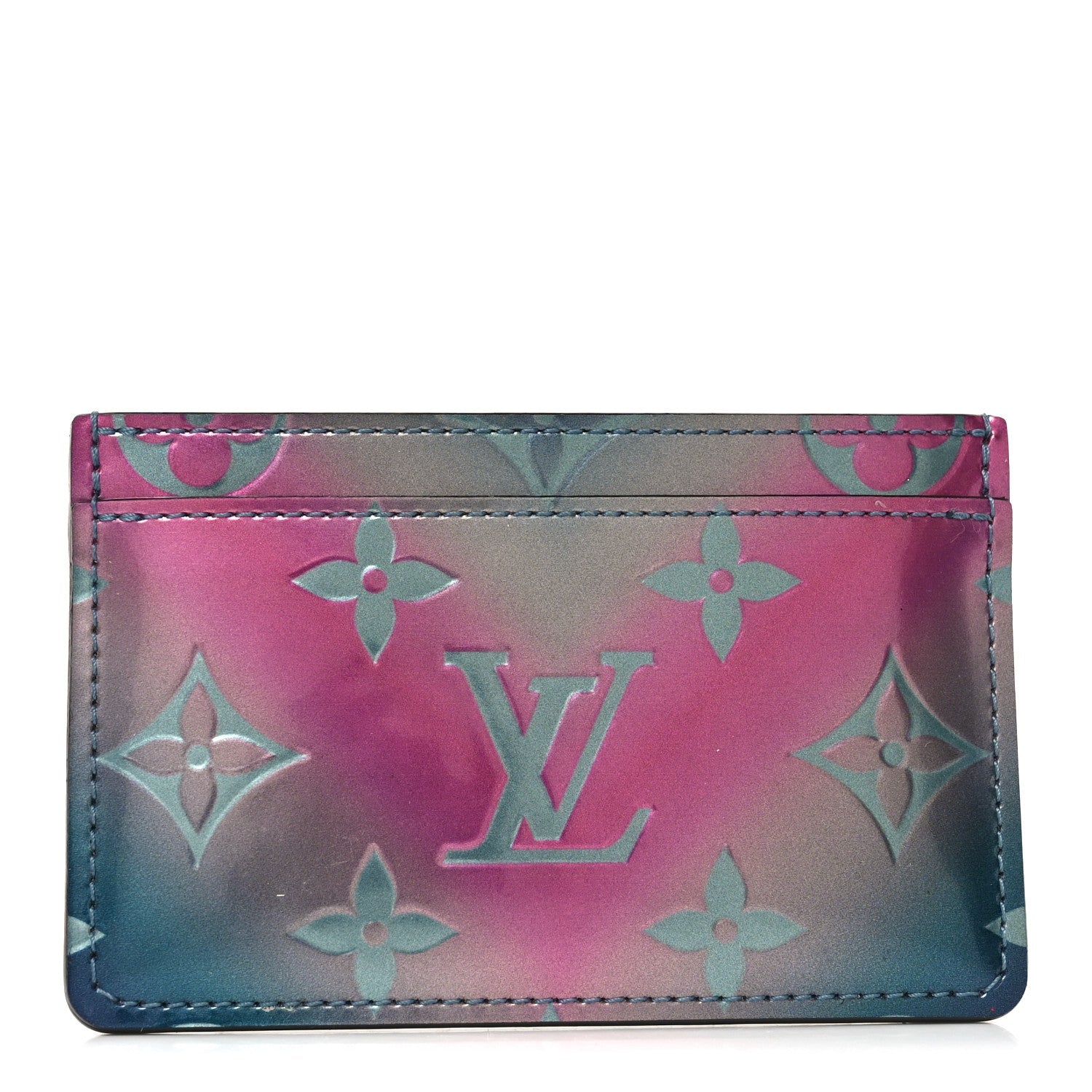 Louis Vuitton Metallic Vernis Degrade Card Holder Blue Pink