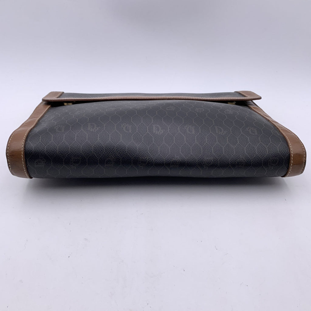 CHRISTIAN DIOR  Grey Logo Canvas Large Clutch Portfolio