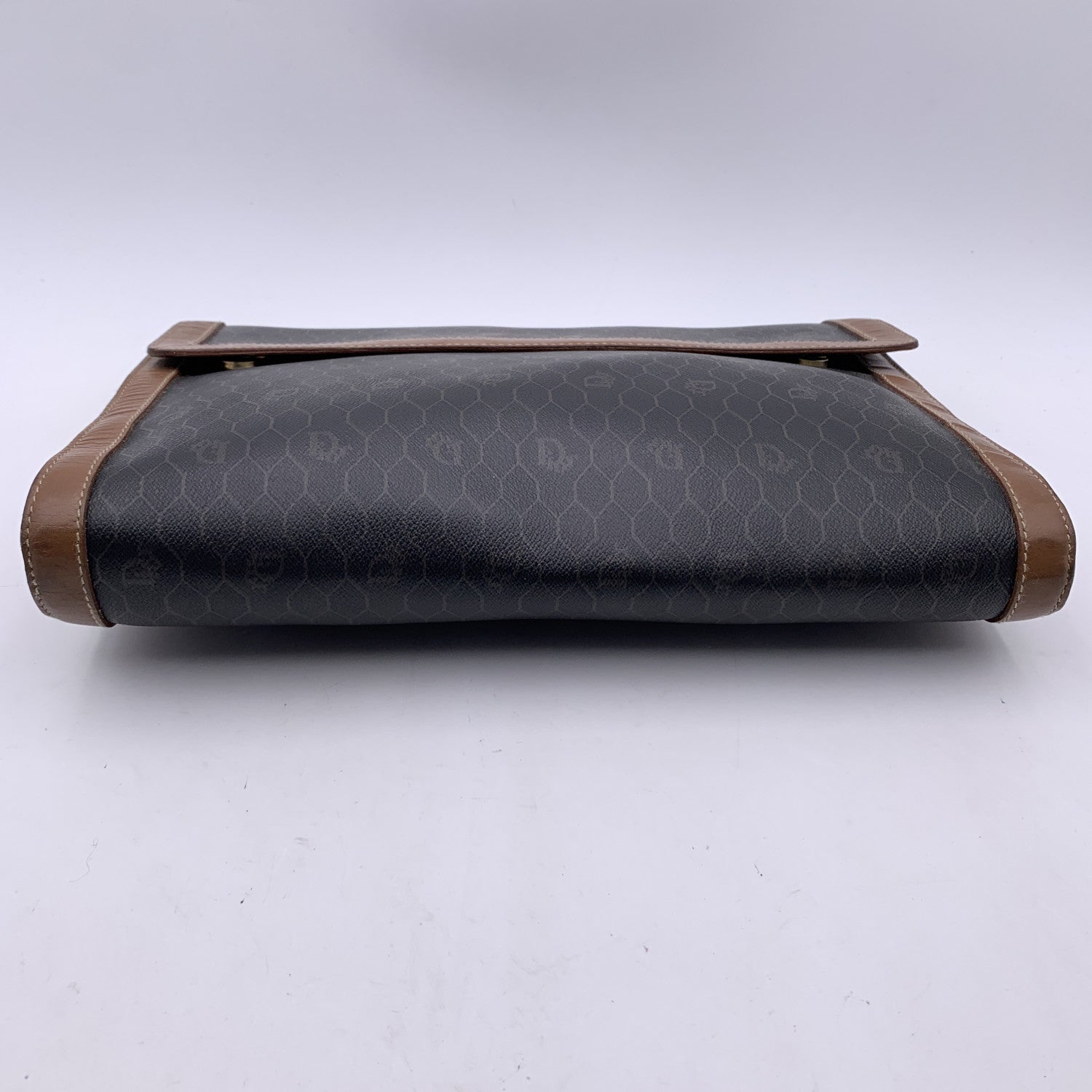 CHRISTIAN DIOR  Grey Logo Canvas Large Clutch Portfolio
