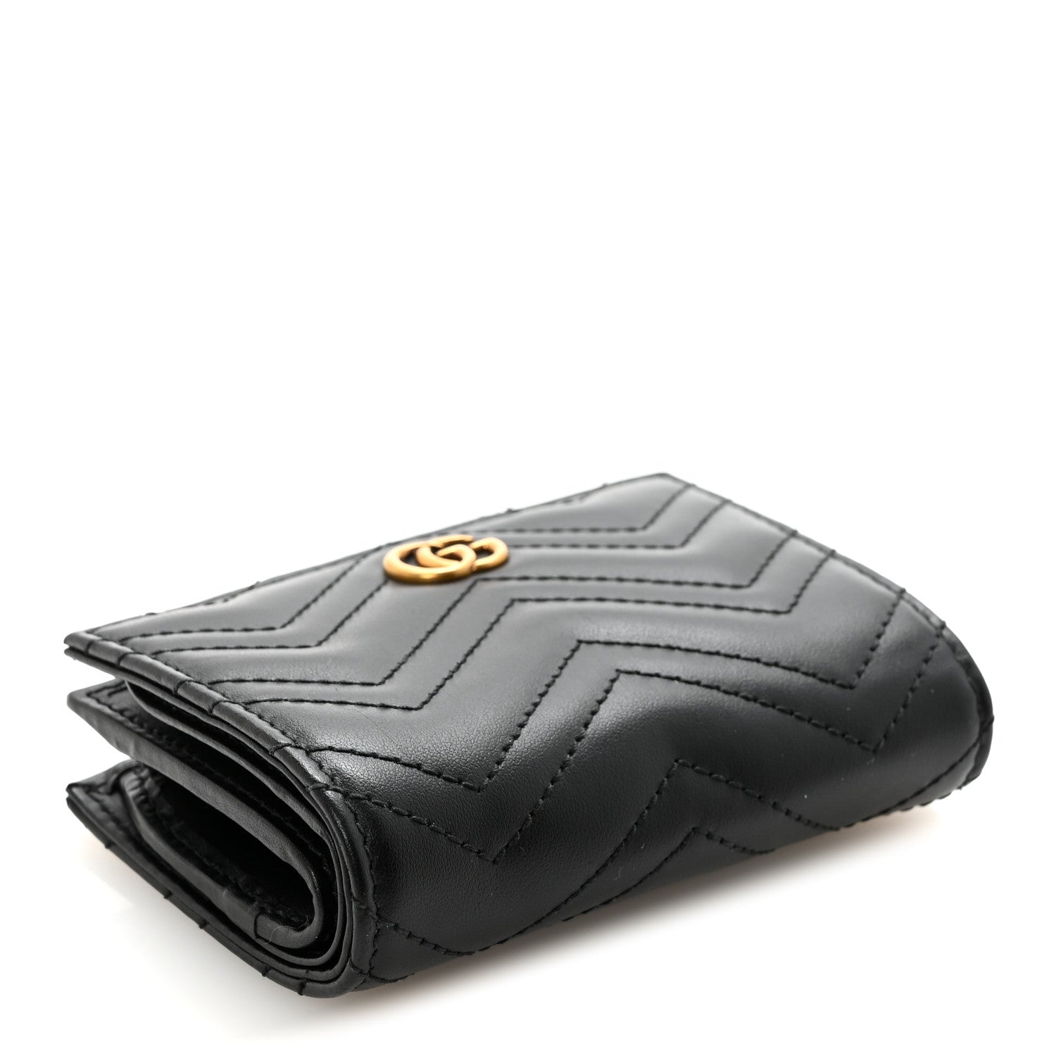 Gucci Calfskin Matelasse GG Marmont Card Case Wallet Black