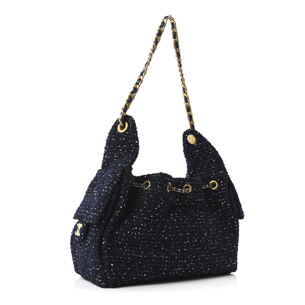 Chanel Tweed Quilted Small Chanel 25 Handbag Blue