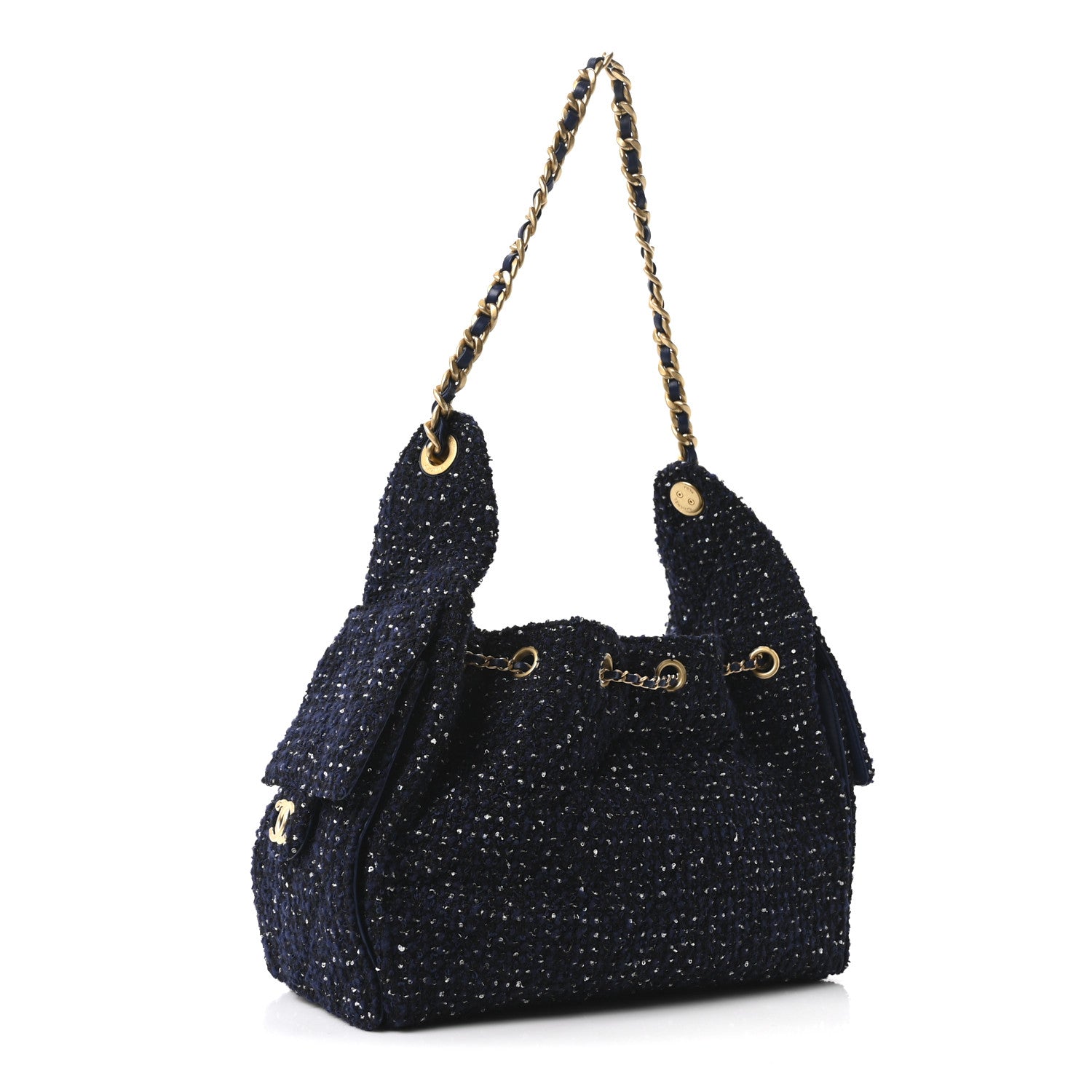 Chanel Tweed Quilted Small Chanel 25 Handbag Blue
