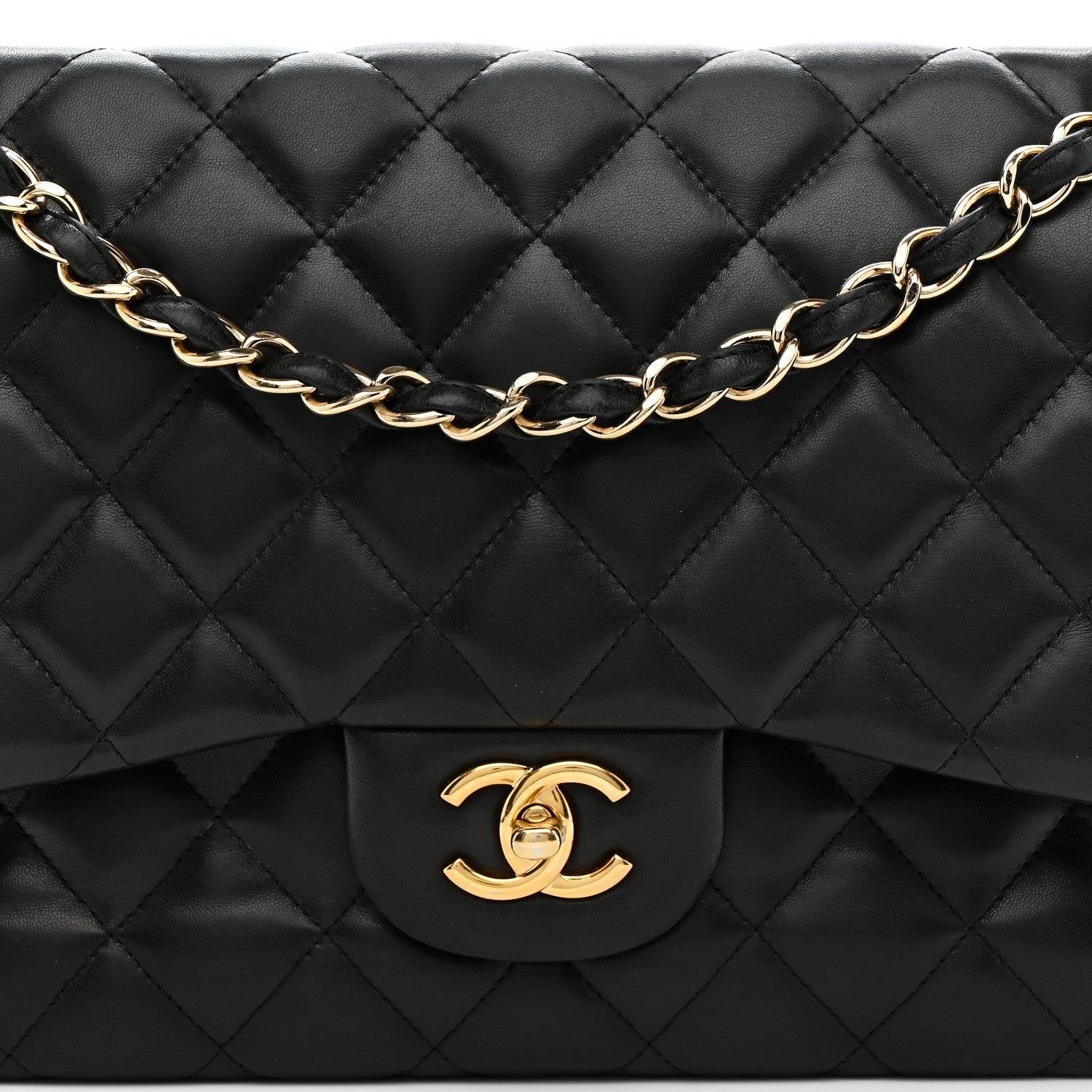 Chanel Lambskin Quilted Jumbo Double Flap Black