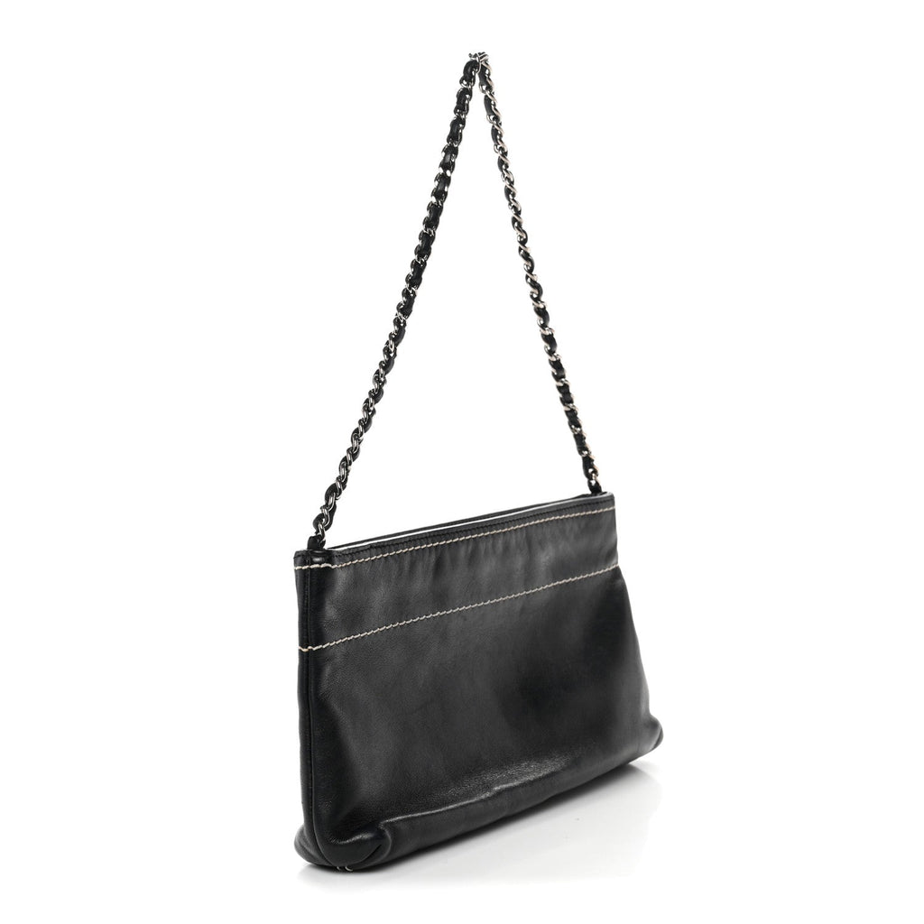 Chanel Lambskin Lax Pochette Black