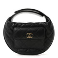 Chanel Caviar Quilted Polly Pocket Pouch Hobo Black