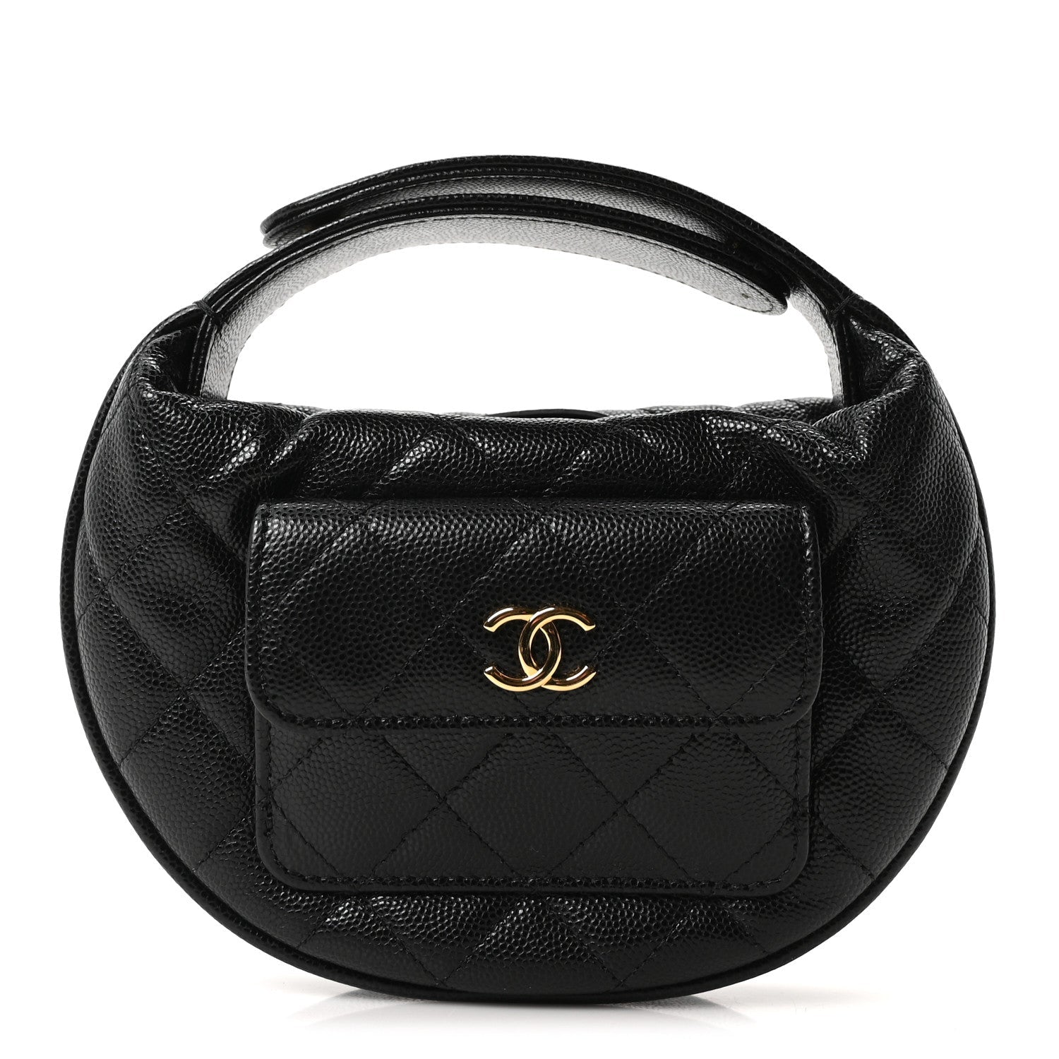 Chanel Caviar Quilted Polly Pocket Pouch Hobo Black