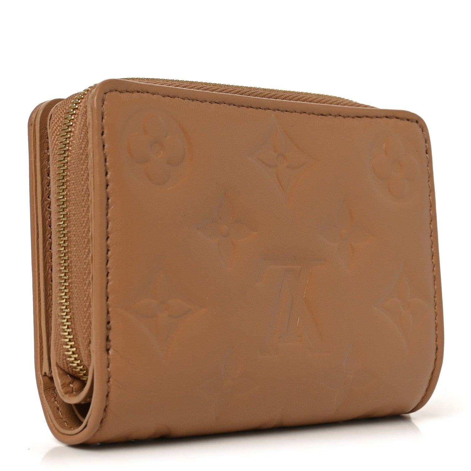 Louis Vuitton Lambskin Embossed Monogram Lou Coussin Wallet Camel