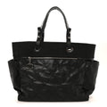 Chanel Coated Canvas Quilted Large Paris Biarritz Tote Black