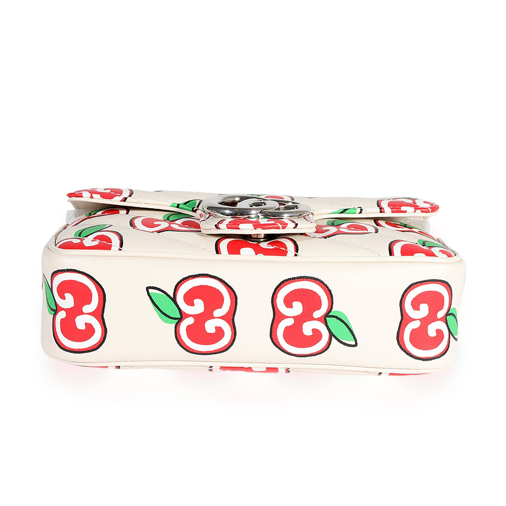 Gucci GG Apple White Matelassé Super Mini Marmont Bag