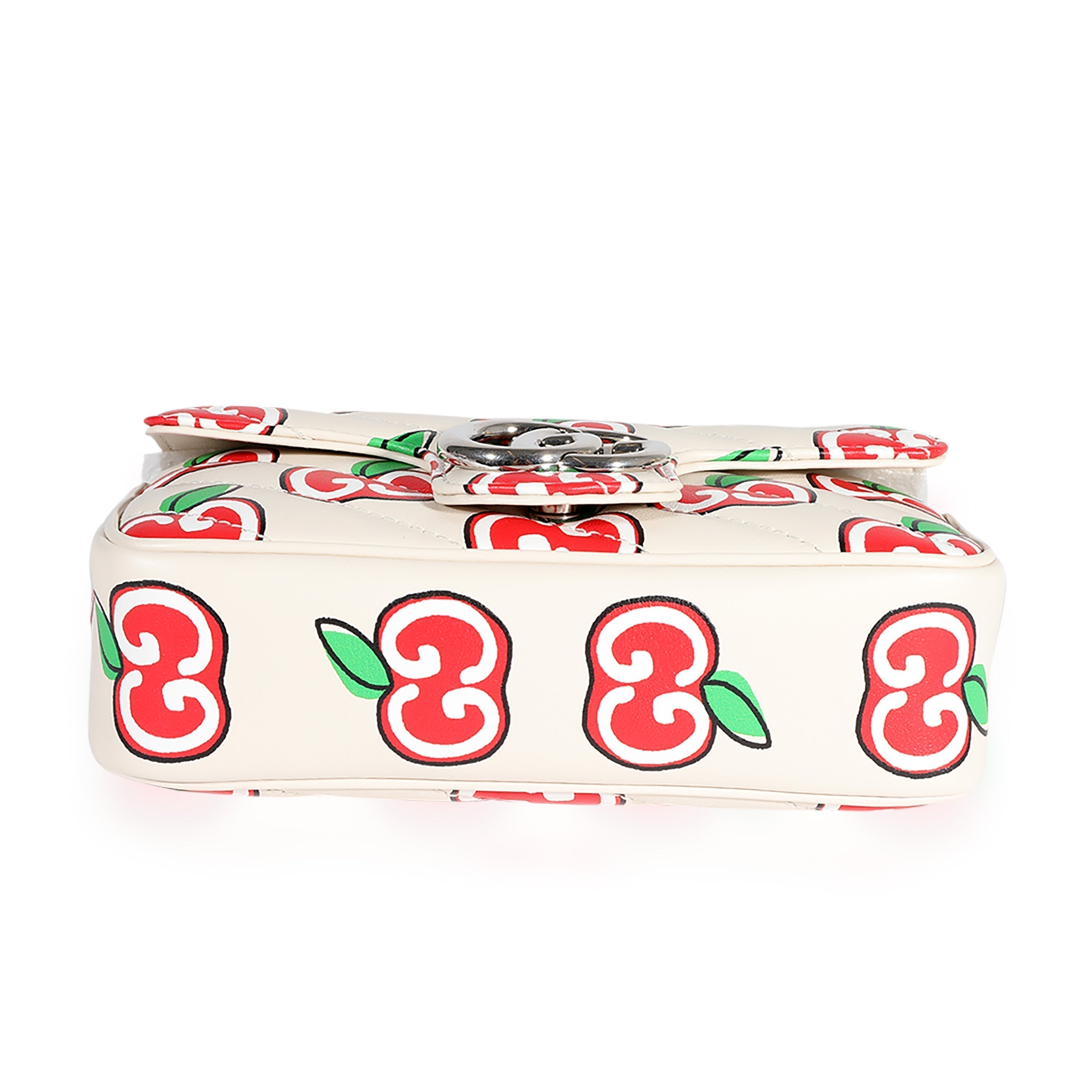 Gucci GG Apple White Matelassé Super Mini Marmont Bag