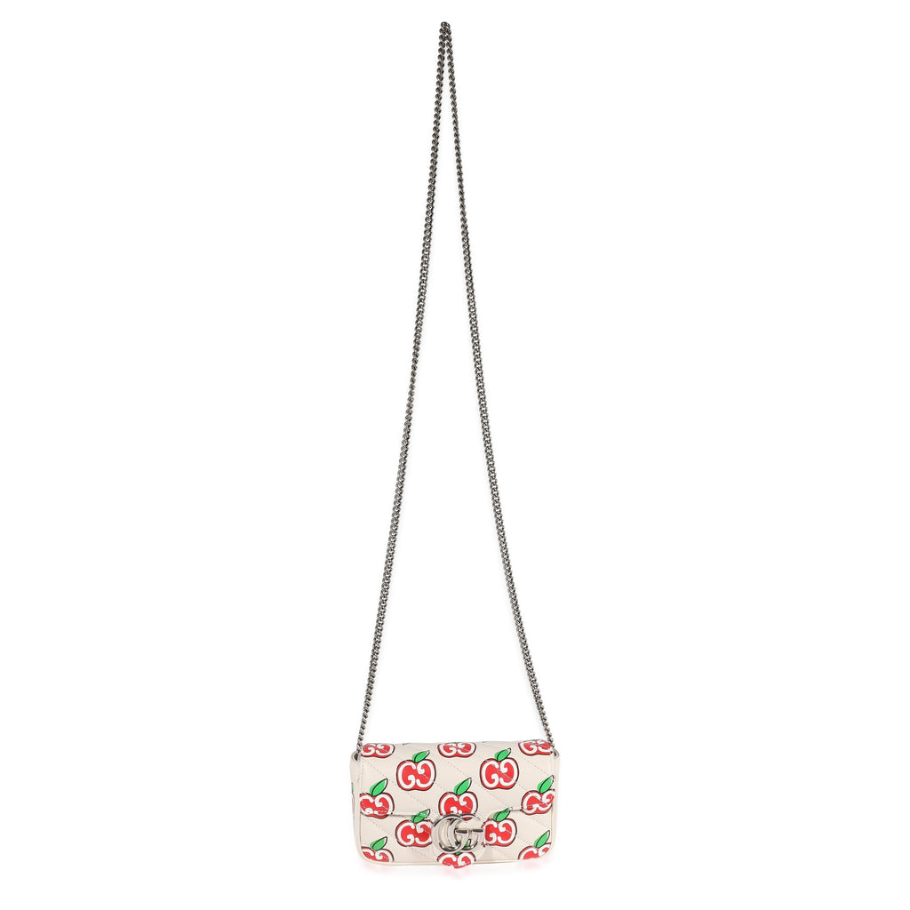 Gucci GG Apple White Matelassé Super Mini Marmont Bag