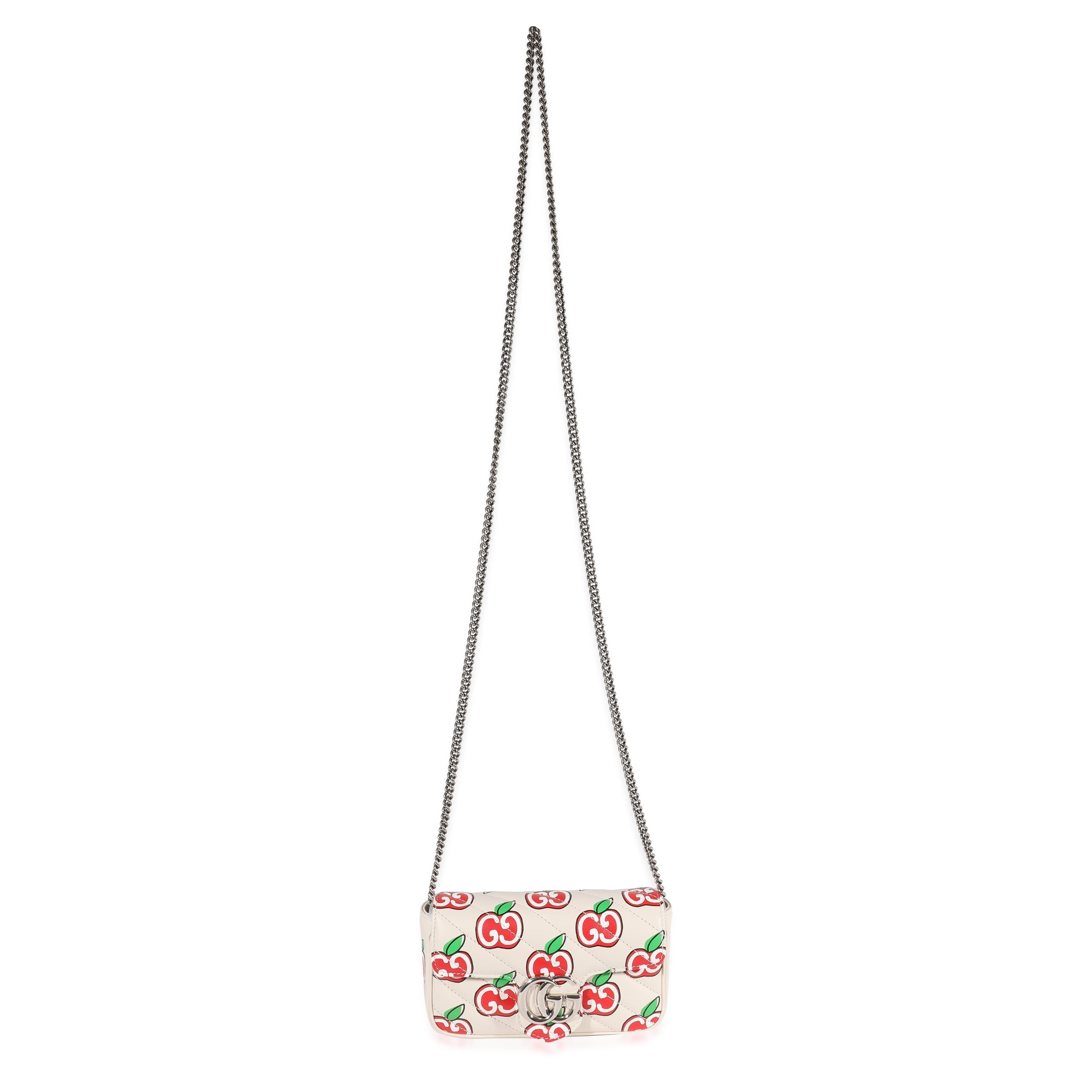 Gucci GG Apple White Matelassé Super Mini Marmont Bag