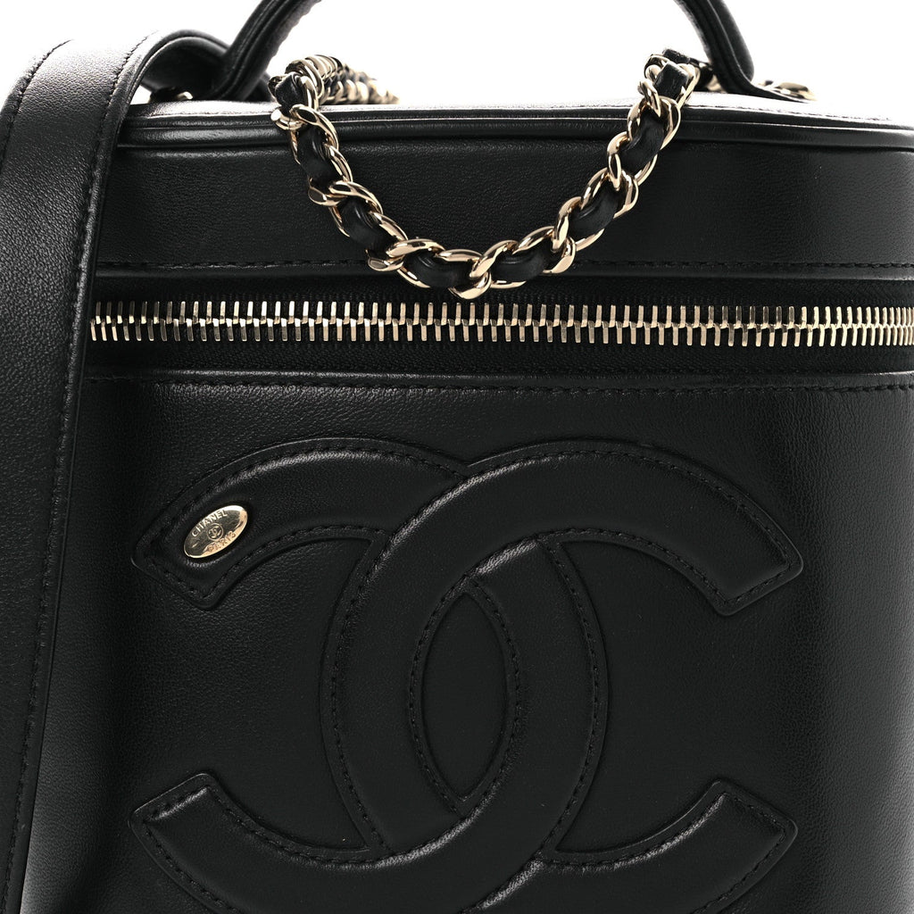 Chanel Lambskin Timeless Vanity Cosmetic Case Black