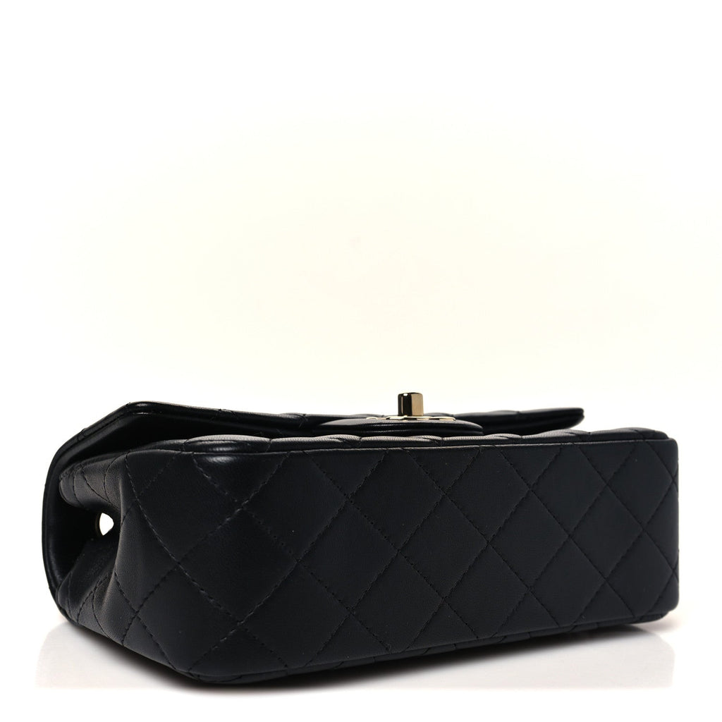 Chanel Lambskin Quilted Mini Rectangular Flap Black