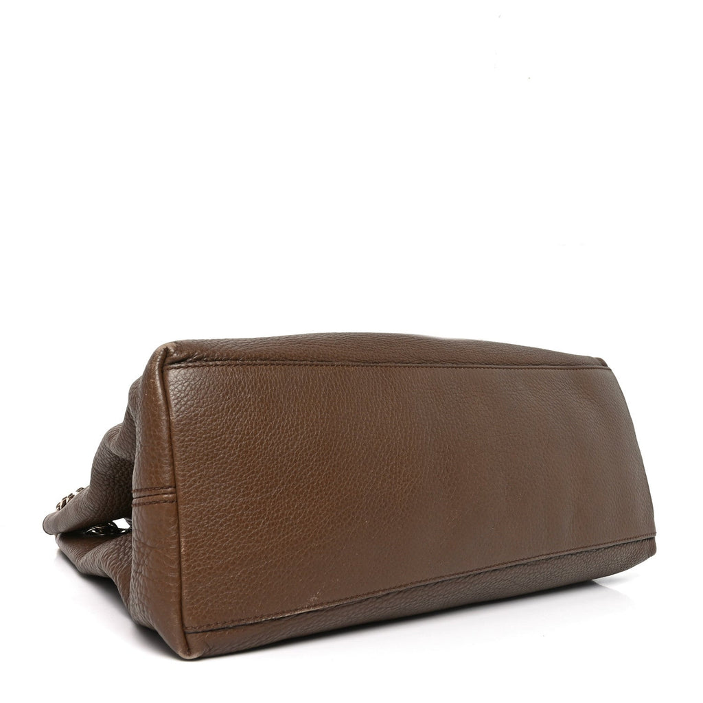Gucci Pebbled Calfskin Medium Soho Chain Shoulder Bag Maple Brown