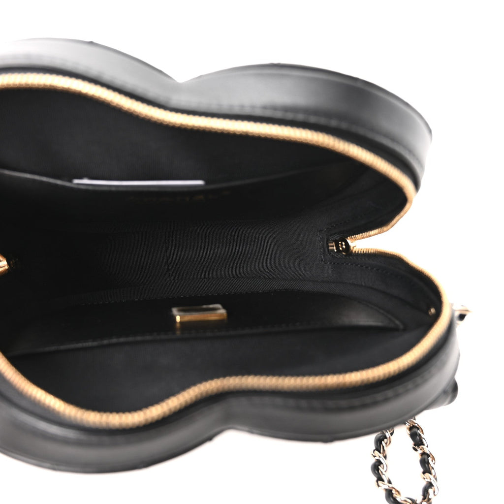 Chanel Lambskin Quilted Large CC In Love Heart Bag Black
