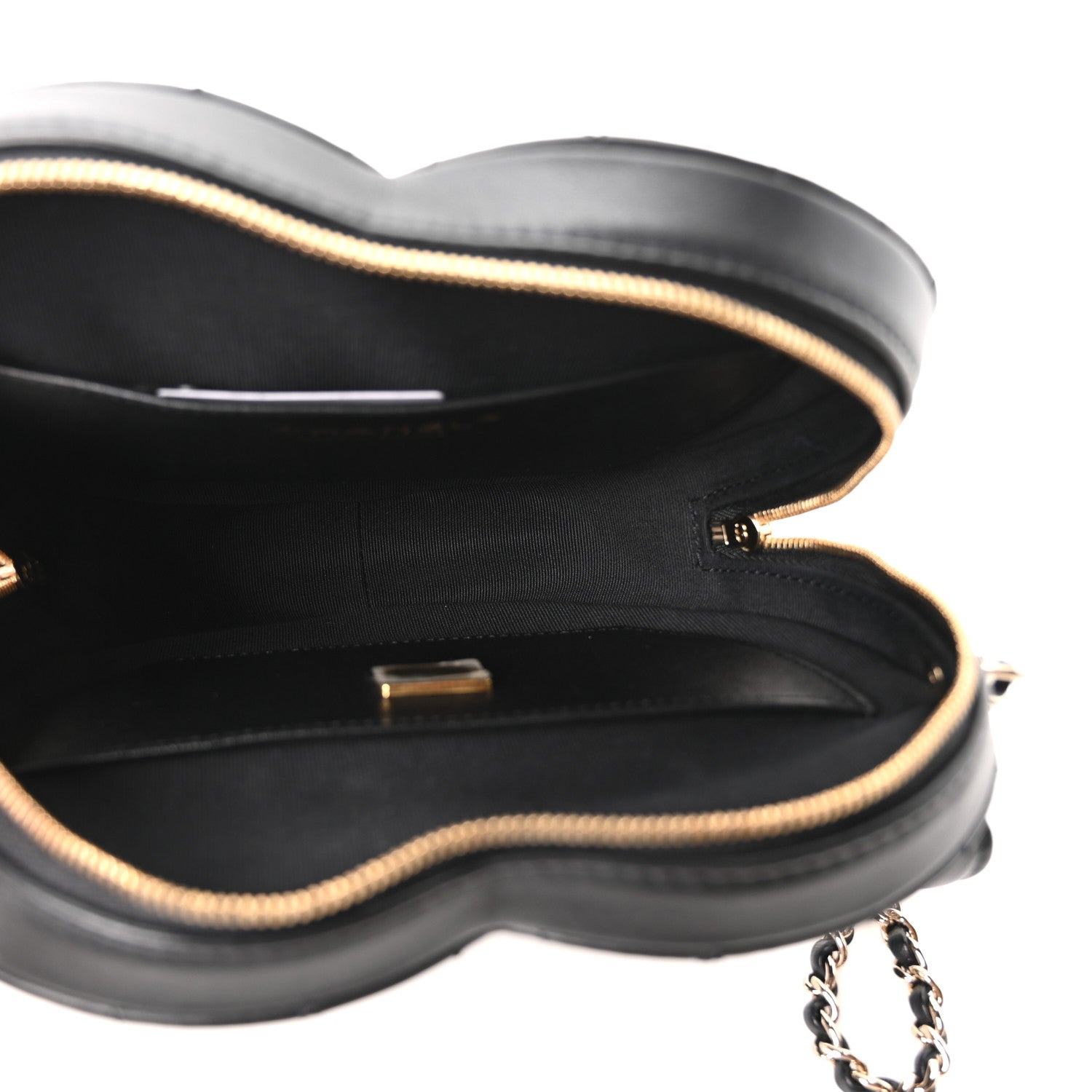 Chanel Lambskin Quilted Large CC In Love Heart Bag Black