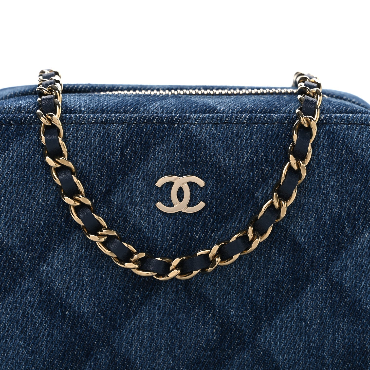 Chanel Printed Denim CC Camera Case Blue