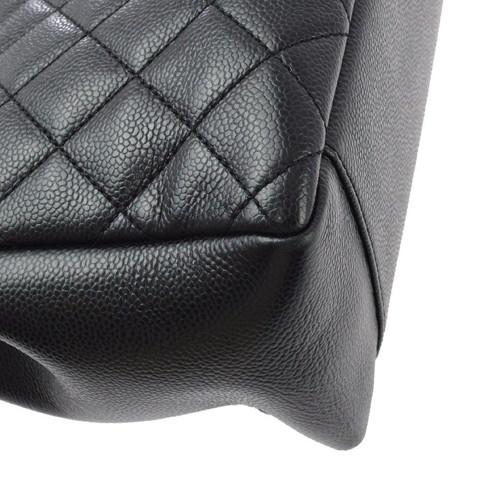 Chanel 2012 Black Caviar Grand Shopping Tote GST Chain Handbag