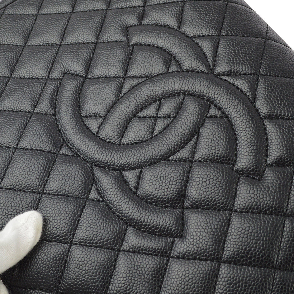 Chanel 2012 Black Caviar Grand Shopping Tote GST Chain Handbag