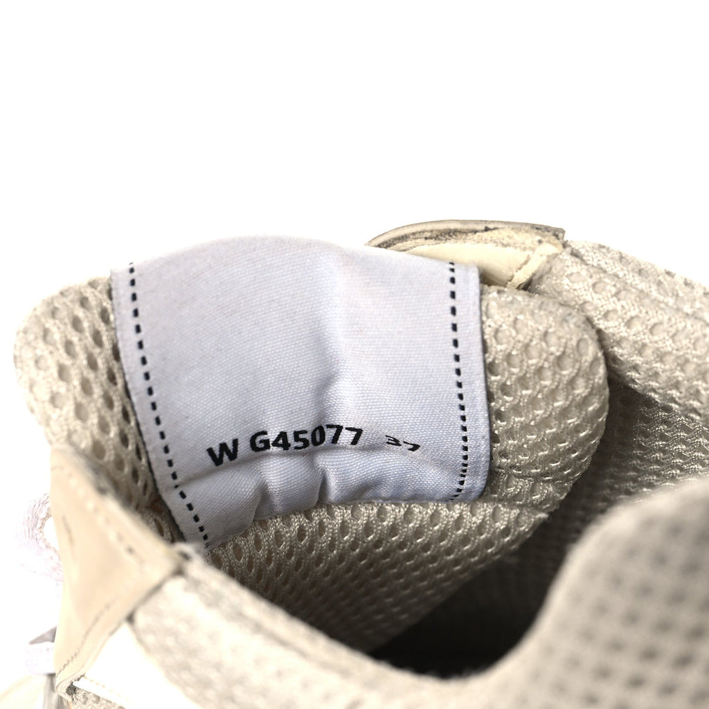 Fabric Laminated Calfskin Stretch CC Womens Sneakers 37 Ivory White Silver