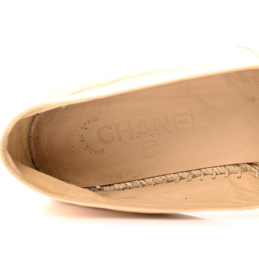 Lambskin CC Espadrilles 39 Beige Black
