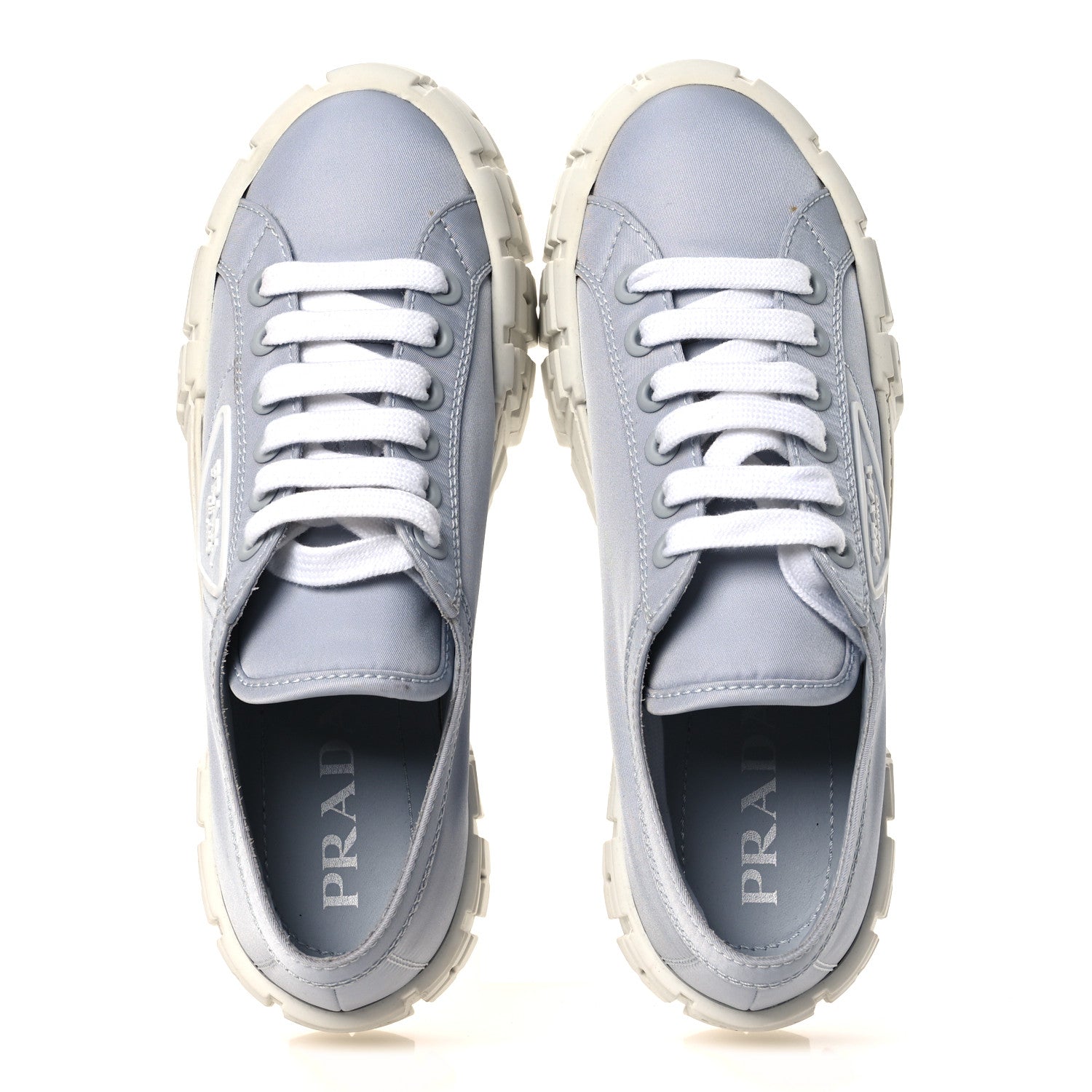 Prada Re-Nylon Gabardine Triangle Logo Double Wheel 50mm Sneakers 38 Cielo