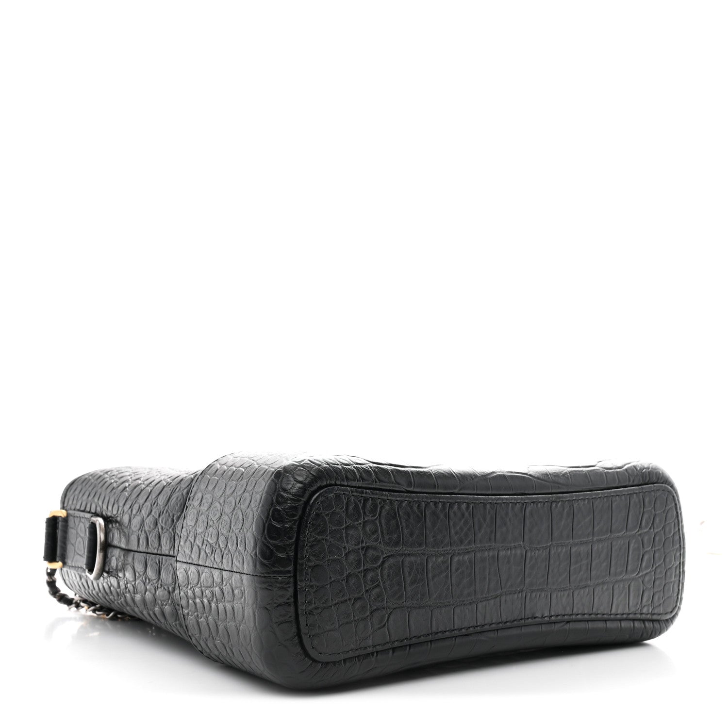 Chanel Crocodile Embossed Calfskin Medium Gabrielle Cocodile Hobo Black